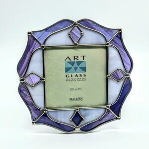 Handmade Malden Blue Stained Art Glass Picture Frame NWT